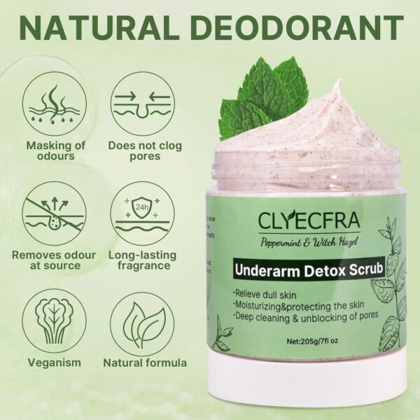 Peppermint Underarm Detox Scrub,Armpit Detox For Women,Body Scrub & Detox Cleanse,Body Exfoliator Scrub For Deeply Cleanses,Exfoliates,Moisturizes&Relieves Odor,for Armpits,Elbows,Knee & Whole Body - Image 7