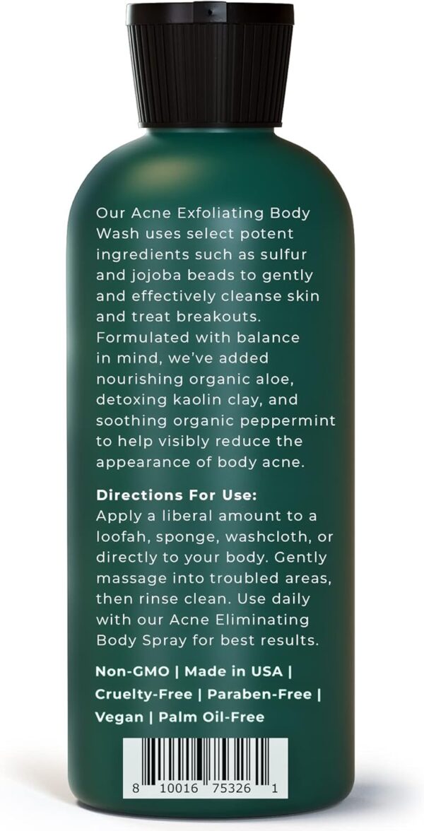 TreeActiv Acne Exfoliating Body Wash, 8oz, Foam Cleanser for All Skin Types, Sulfur, Aloe Vera, Jojoba Beads - Image 2