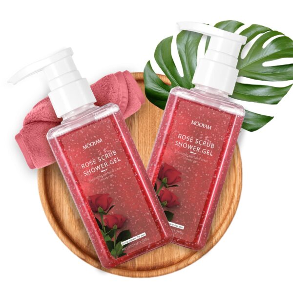 2-in-1 Body Wash & Body Scrub Rose (11.3fl.oz), Gentle Exfoliating Scrub for Deep Cleansing, Effective on Acne & Dead Skin, Brighten & Moisturize Skin Polishes - Image 9