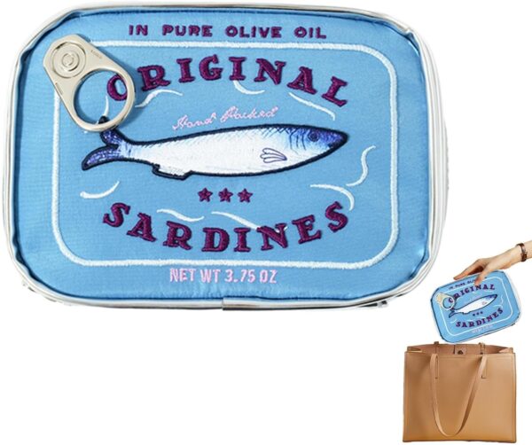 Cosmetics Bag - Make up Bag, Canned Sardine Makeup Organizer Cosmetic Toiletry Pouch, Creative Cute Canned Fish Design Aesthetic Toiletry Storage Bag for Eye Shadow, Skincare Product - Image 6