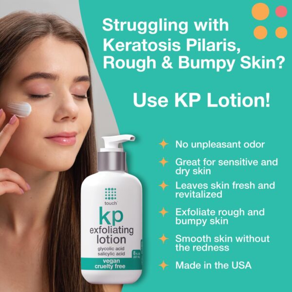 TOUCH Glycolic Acid Lotion for Keratosis Pilaris - KP Lotion Moisturizer - Glycolic Acid Body Lotion for AHA BHA Rough & Bumpy Skin- Keratosis Pilaris Exfoliating Lotion Gets Rid Of Redness - 8 Fl Oz - Image 2