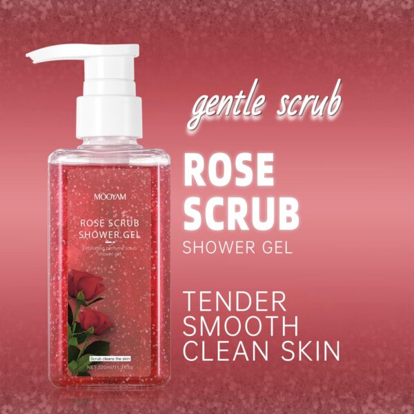 2-in-1 Body Wash & Body Scrub Rose (11.3fl.oz), Gentle Exfoliating Scrub for Deep Cleansing, Effective on Acne & Dead Skin, Brighten & Moisturize Skin Polishes - Image 4