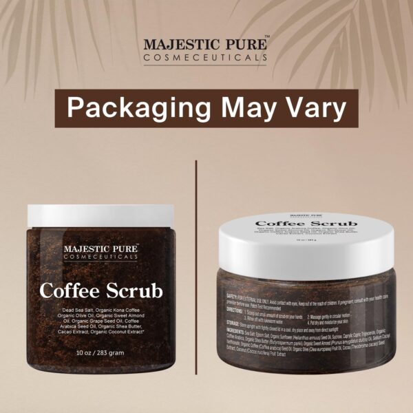 MAJESTIC PURE Arabica Coffee Scrub with Dead Sea Salt | All Natural Exfoliating Body Scrub for Skin Care, Stretch Marks, Acne, Cellulite | Body Scrub Exfoliator Reduce the Spider Veins, Eczema | 10 Oz - Image 6