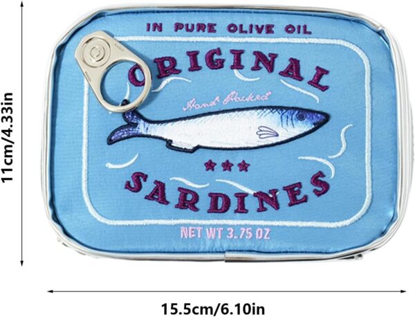 Cosmetics Bag - Make up Bag, Canned Sardine Makeup Organizer Cosmetic Toiletry Pouch, Creative Cute Canned Fish Design Aesthetic Toiletry Storage Bag for Eye Shadow, Skincare Product - Image 5