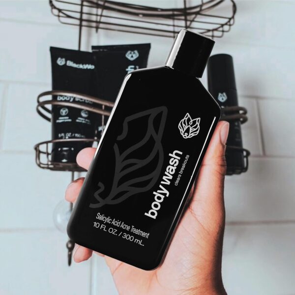 Black Wolf Charcoal Powder Body Wash Men - 10 Fl Oz Paraben-Free Mens Body Wash - Salicylic Acid Reduce Acne Breakouts and Cleanse Your Skin - Full Coverage & Deep Clean Men's Bodywash - Image 8