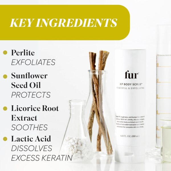 Fur KP Body Scrub and Ingrown Eliminator Serum Rollerball Bundle, KP Body Scrub with Powerful 14% AHAs for Keratosis Pilaris and Rollerball Serum for Ingrown Hair Treatment - Image 3