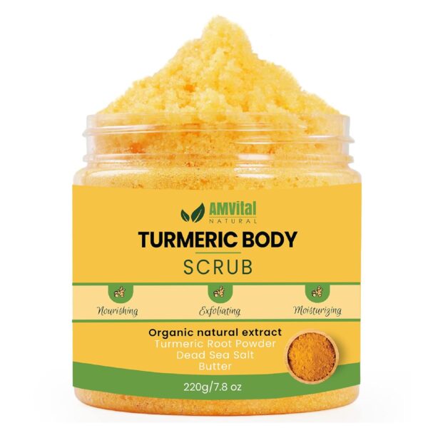 Turmeric Body Scrub - Handmade Natural Scrub For Body, Face, Hand, and Foot - Natural Skincare Body Scrub For Women - Suitable for All Skin Types (7.8oz)