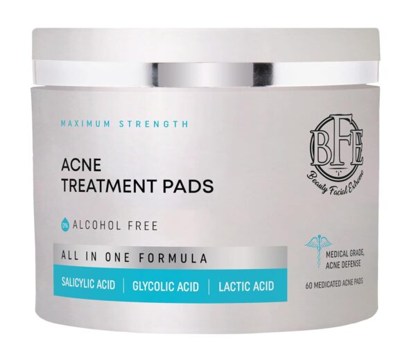 Acne Treatment Pads- Eliminates Cystic Breakouts, Oily Skin & Clogged Pores. Clear Pimple, Whitehead, Blackhead, Dark Spots & Improve Skin Texture.