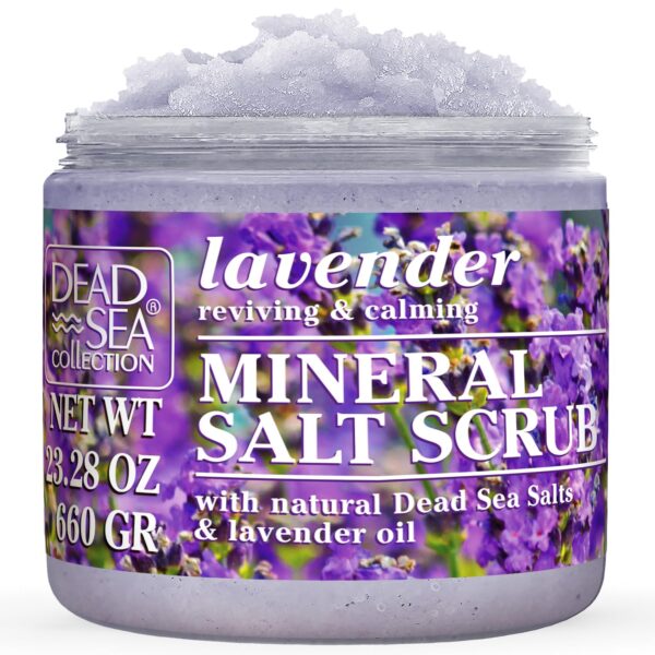 Dead Sea Collection Lavender Salt Body Scrub - Large 23.28 OZ - with Pure Oils and Dead Sea Minerals