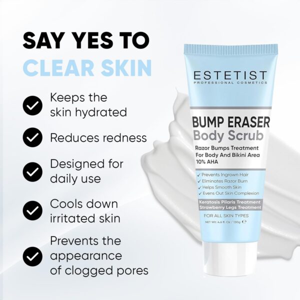 Estetist KP Bump Eraser Body Scrub - Keratosis Pilaris Treatment & Exfoliating Body Scrub for Ingrown Hair, Razor Bumps and Strawberry Legs for Women of All Skin Types, 10% AHA, Glycolic Acid Wash - Image 6