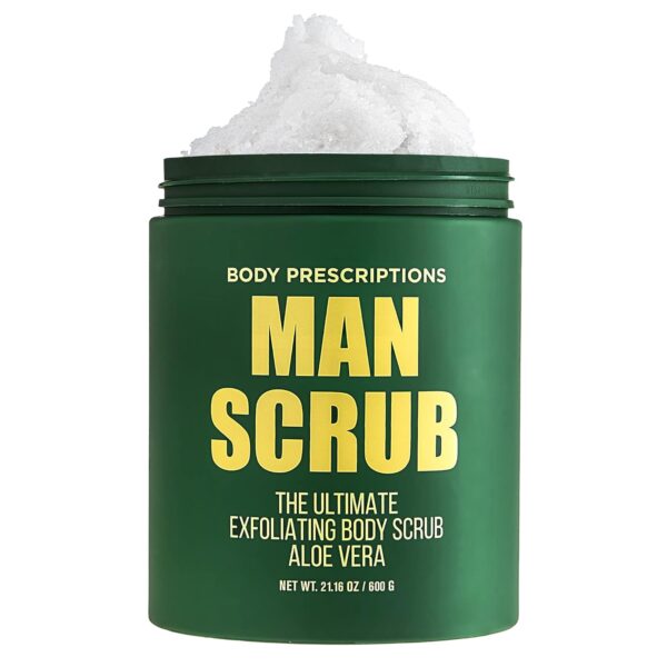 Body Prescriptions Men’s Exfoliating Body Scrub – Ultimate Skin Cleansing Wash in Jar with Twist-Top Lid, For All Skin Types, 21 Ounce (Pack of 1), Aloe Vera