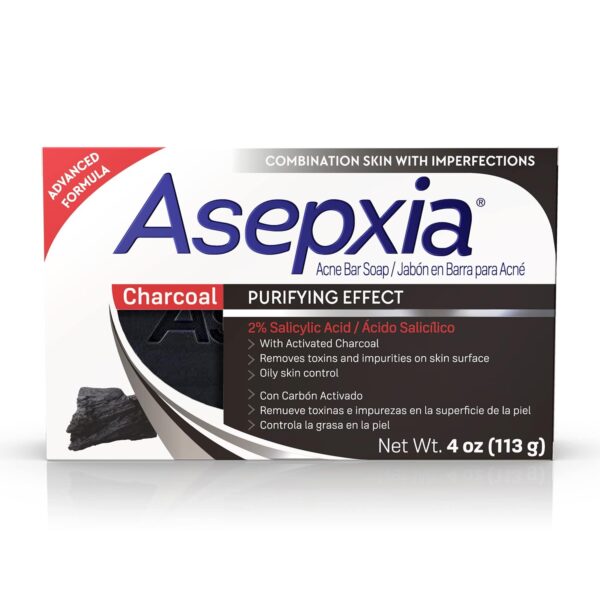 Asepxia with Activated Charcoal Purifying Effect Acne Treatment Bar Soap with Salicylic Acid, 4 Ounce