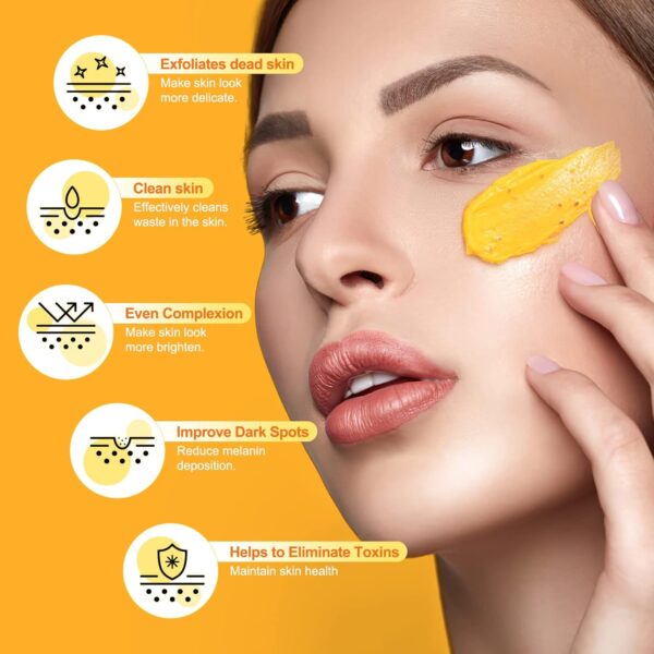 Vitamin C and Turmeric Face Scrub Cream Organics Microdermabrasion Facial Scrub Exfoliating Clears Blackheads Improve Dark Spot Acne with Strawberry Extract Exfoliator - Image 3