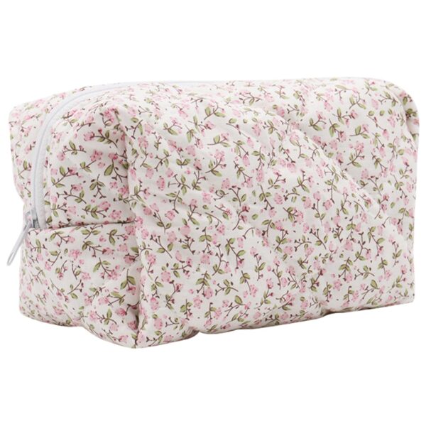 Makeup Bag Floral Print 6.9x3.9x3.9in Cosmetic Bag Portable Zippered Make Up Bag Aesthetic Cute Polyester Cotton Flower Makeup Bag Makeup Bag Floral Print for Women