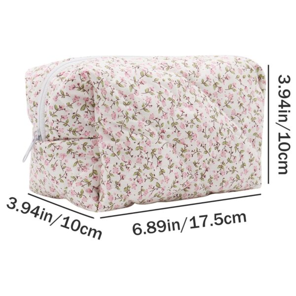 Makeup Bag Floral Print 6.9x3.9x3.9in Cosmetic Bag Portable Zippered Make Up Bag Aesthetic Cute Polyester Cotton Flower Makeup Bag Makeup Bag Floral Print for Women - Image 4