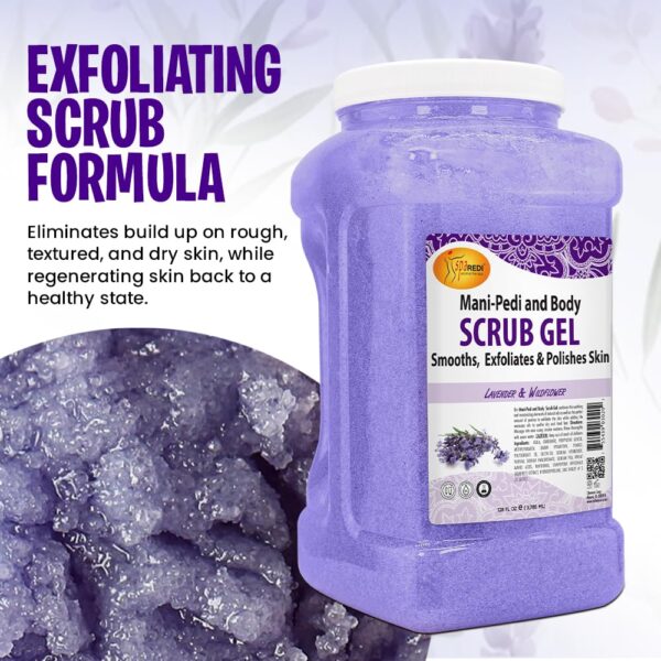 SPA REDI - Exfoliating Scrub Pumice Gel, Lavender and Wildflower, 128 Oz - Manicure, Pedicure and Body Exfoliator Infused with Hyaluronic Acid, Amino Acids, Panthenol and Comfrey Extract - Image 6