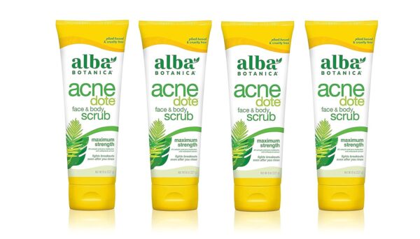 Alba Botanica ACNEdote Face & Body Scrub, 8 Ounces Tube (Pack of 4)