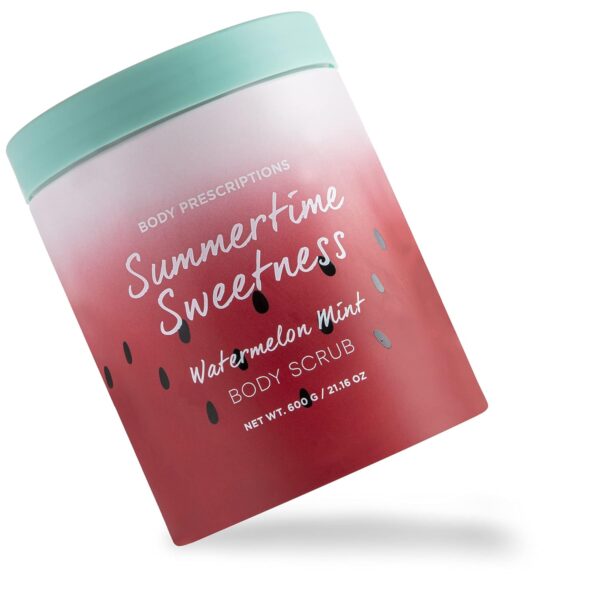 Body Prescriptions "Summertime Sweetness" Body Scrub, Exfoliating Body Wash, for Nourished and Ultra Smooth Skin, Cleanser Infused with Watermelon and Mint