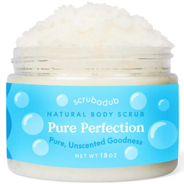 18oz Natural Sea Salt Body Scrub Unscented | Exfoliating Body Scrub Made in USA | Perfect Butt Legs Arms Hand Body Exfoliator Scrub | Vegan Cruelty Free & Natural Skincare