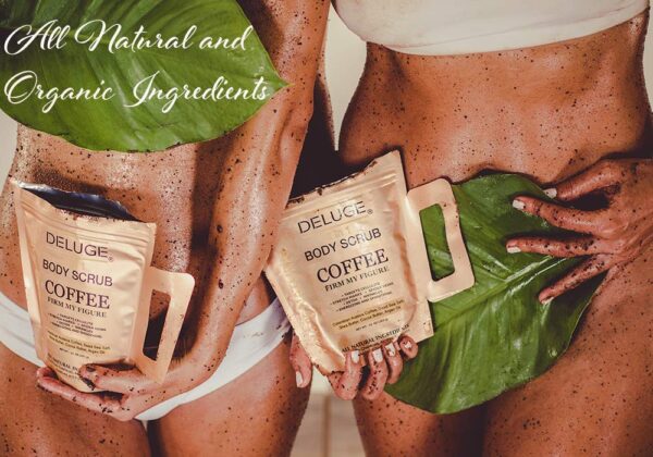 Deluge Coffee Scrub for Cellulite and Stretch Marks, Body Exfoliant and Hydrating Cellulite Treatment with Shea Butter, Coconut Oil and Dead Sea Salt Firms, Tones and Moisturizes Skin (10 oz) - Image 6