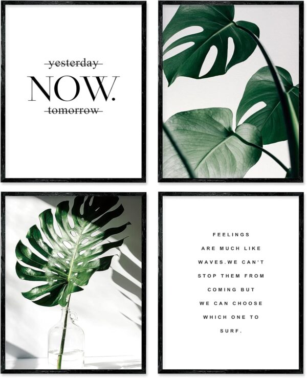 Botanical Prints Poster Wall Decor, Motivational Wall Art Prints Poster, 8x10 Canvas Prints Unframed Set of 4, Plant Posters Aesthetic for Bedroom