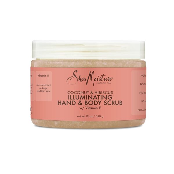 SheaMoisture Coconut Oil and Hibiscus Illuminating Body Lotion, 13 Fl Oz & Body Scrub for Dull Skin, 12 oz - Image 5