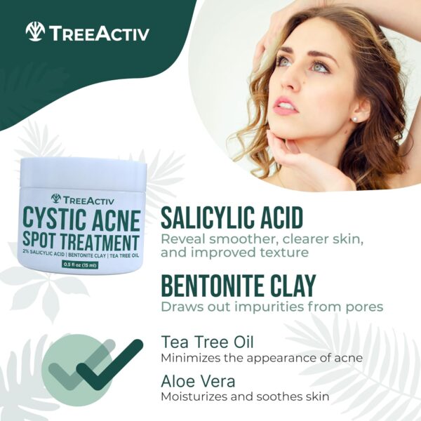 TreeActiv Salicylic Acid Cystic Acne Spot Treatment, 0.5 fl oz, Acne Treatment for Face, Acne Spot Cream, Hormonal Acne Treatment, Acne Spot Treatment for Face and Body, Acne Cream for Teens & Adults - Image 7