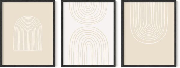 HAUS AND HUES Bohemian Wall Art - Set of 3 Boho Prints Wall Art, Beige Room Decor Aesthetic, Earth Tone Pictures, Line Drawing Wall Art, Terracotta Wall Decor Neutral Colors (8x10, Unframed)