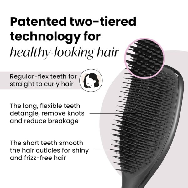 Tangle Teezer Large Ultimate Detangler Hairbrush for Wet & Dry Hair, Eliminates Knots & Reduces Breakage for Long, Thick, & Curly Hair Types, Black Gloss - Image 2