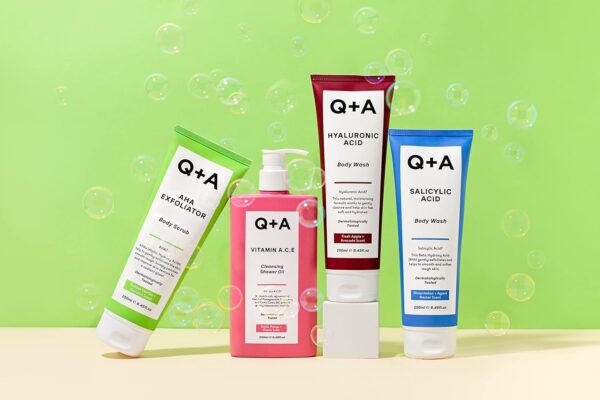 Q+A AHA Exfoliator Body Scrub, blend of AHA’s Lactic Acid and Glycolic Acid combined with exfoliants, improves skin texture and promotes soft and supple skin, 250ml - Image 7