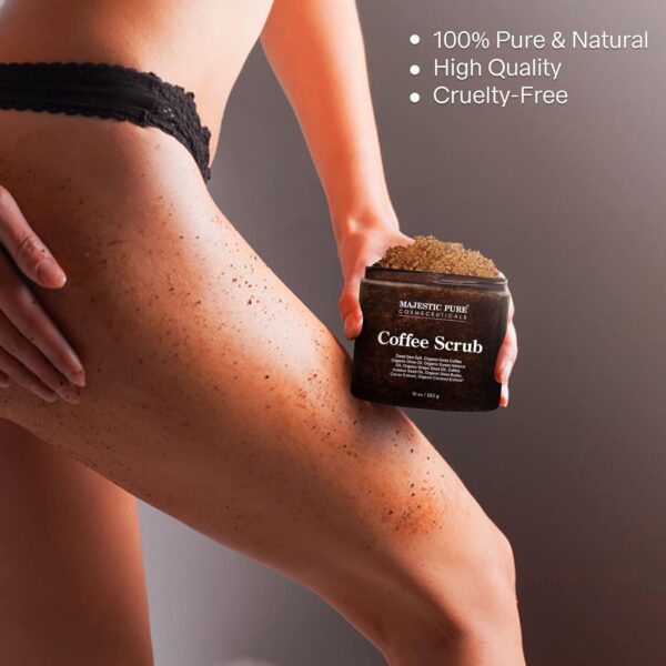 MAJESTIC PURE Arabica Coffee Scrub with Dead Sea Salt | All Natural Exfoliating Body Scrub for Skin Care, Stretch Marks, Acne, Cellulite | Body Scrub Exfoliator Reduce the Spider Veins, Eczema | 10 Oz - Image 5