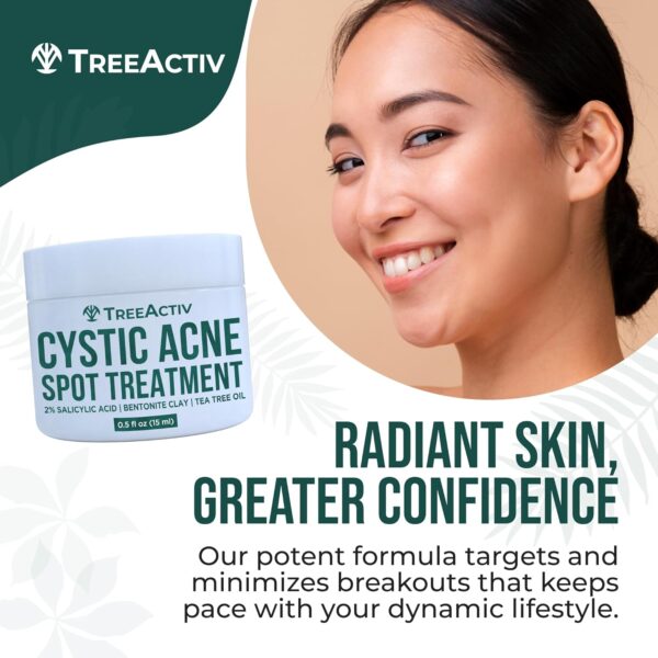 TreeActiv Salicylic Acid Cystic Acne Spot Treatment, 0.5 fl oz, Acne Treatment for Face, Acne Spot Cream, Hormonal Acne Treatment, Acne Spot Treatment for Face and Body, Acne Cream for Teens & Adults - Image 3