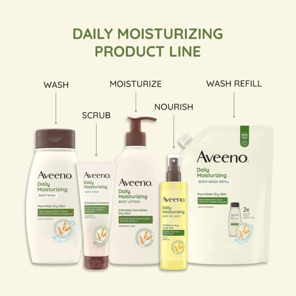 Aveeno Daily Moisturizing Body Scrub, Exfoliating Body Wash for Smoother, Healthier Looking Skin, Soothing Prebiotic Oat Formula, Sulfate-Free, Soap-Free & Dye-Free, 8 oz - Image 4