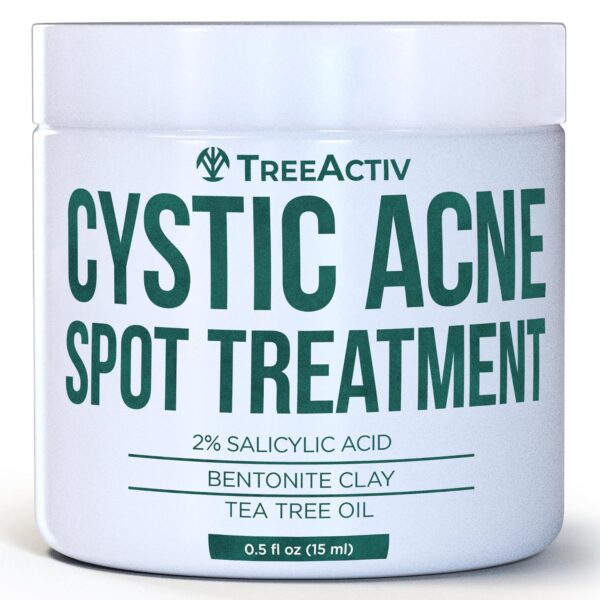 TreeActiv Salicylic Acid Cystic Acne Spot Treatment, 0.5 fl oz, Acne Treatment for Face, Acne Spot Cream, Hormonal Acne Treatment, Acne Spot Treatment for Face and Body, Acne Cream for Teens & Adults