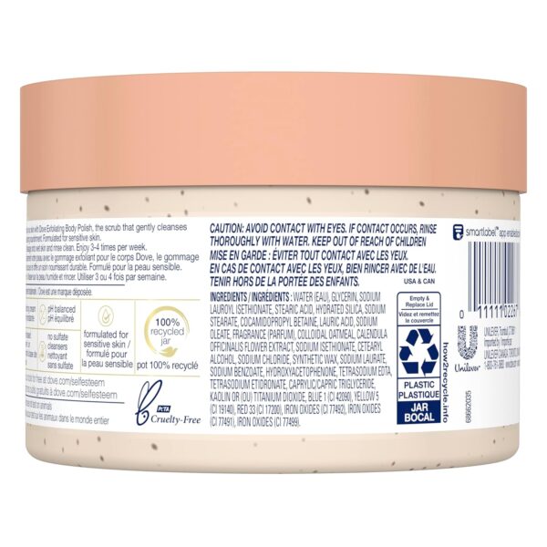 Dove Exfoliating Body Polish Scrub for Silky Skin Oatmeal & Calendula Oil Body Scrub Exfoliates & Gives Lasting Nourishment 10.5 oz - Image 2