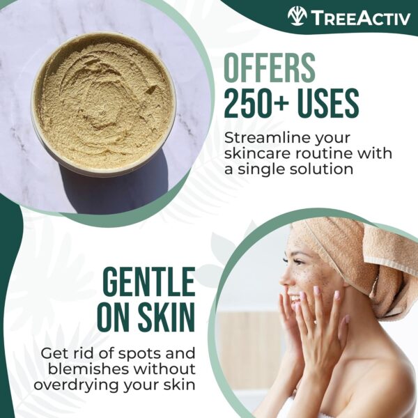 TreeActiv Four-in-One Acne Treatment, Exfoliating Sulfur Acne Face Wash, Bentonite Clay Face Mask & Acne Spot Treatment, Pore Clarifying Facial Scrub for Adult, Teens, Women, & Men, 250+ Treatments - Image 4