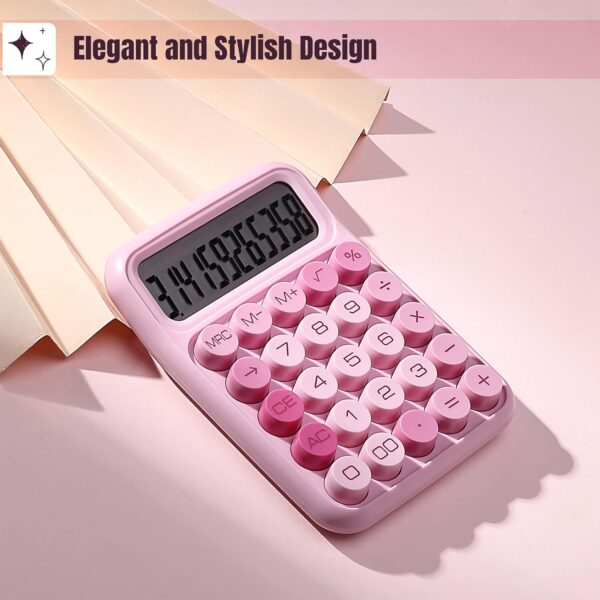 Mr. Pen- Mechanical Switch Calculator, 12 Digits, Large LCD Display, Pink Calculator Big Buttons, Mechanical Calculator, Calculators Desktop Calculator, Cute Calculator, Aesthetic Calculator Pink - Image 4