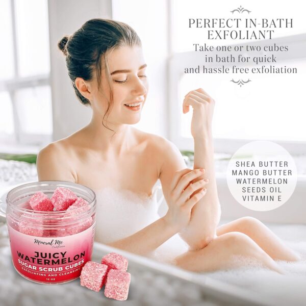 Body Scrub Exfoliator - 12oz WATERMELON Sugar scrub cubes w/Mango Butter & Shea butter- Ultra Hydrating & Moisturizing - All Natural & Organic for all body exfoliation- For hands, arms legs, elbow - Image 7