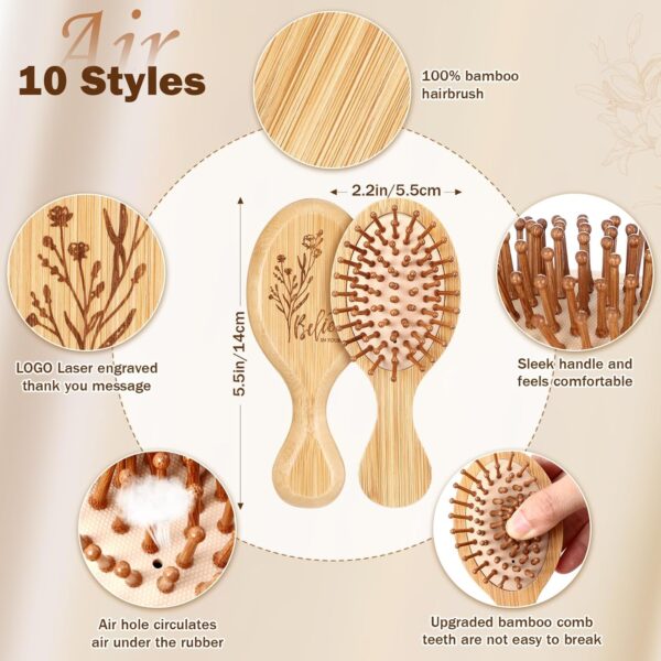 Nuogo 10 Pcs Inspirational Gift Mini Hair Brush for Women Men Aesthetic Gift Wooden Hairbrush Paddle Comb Brush for Curly or Long Hair Thank You Gifts for Team Coworker Teacher Nurse (Classic) - Image 2