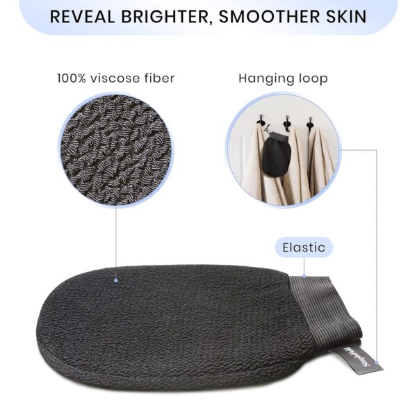 Korean Exfoliating Mitt for Remove Dead Skin. 2 Pack 100% Viscose Kessa Deep Exfoliating Gloves for Body Scrub, Keratosis Pilaris and Self Tanning. Easily Smooth Skin Surface. - Image 3