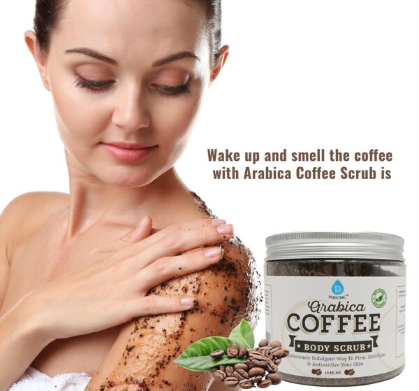 Pursonic 100% Natural Arabica Coffee Scrub 14oz, Body Scrub for Skin Care, Stretch Marks, Acne & Anti Cellulite Treatment, Eczema and Acne, Deep Skin Exfoliator